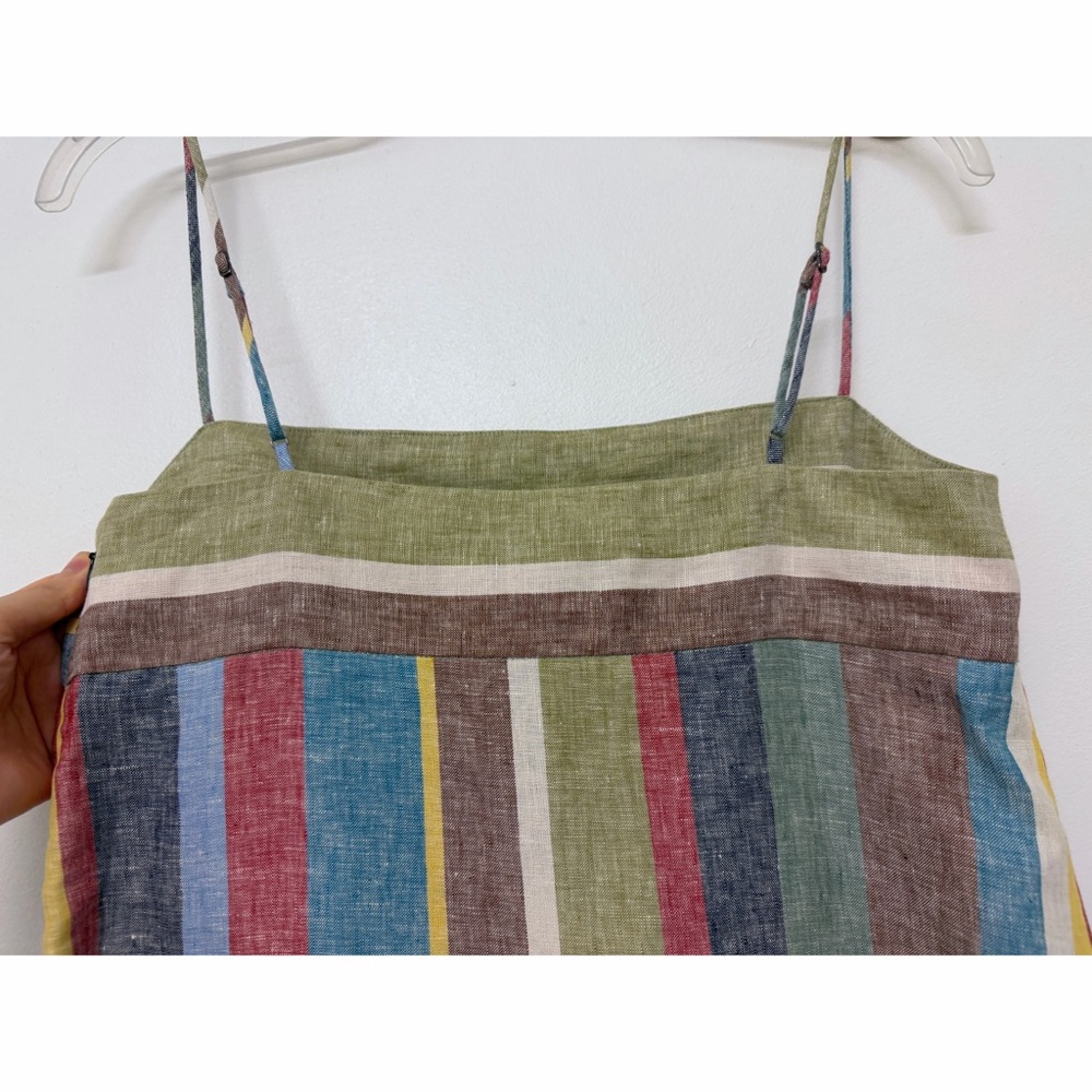 NWT Staud Laura Linen Maxi Dress Market Stripe Colorful Rainbow Sundress S - Picture 8 of 11